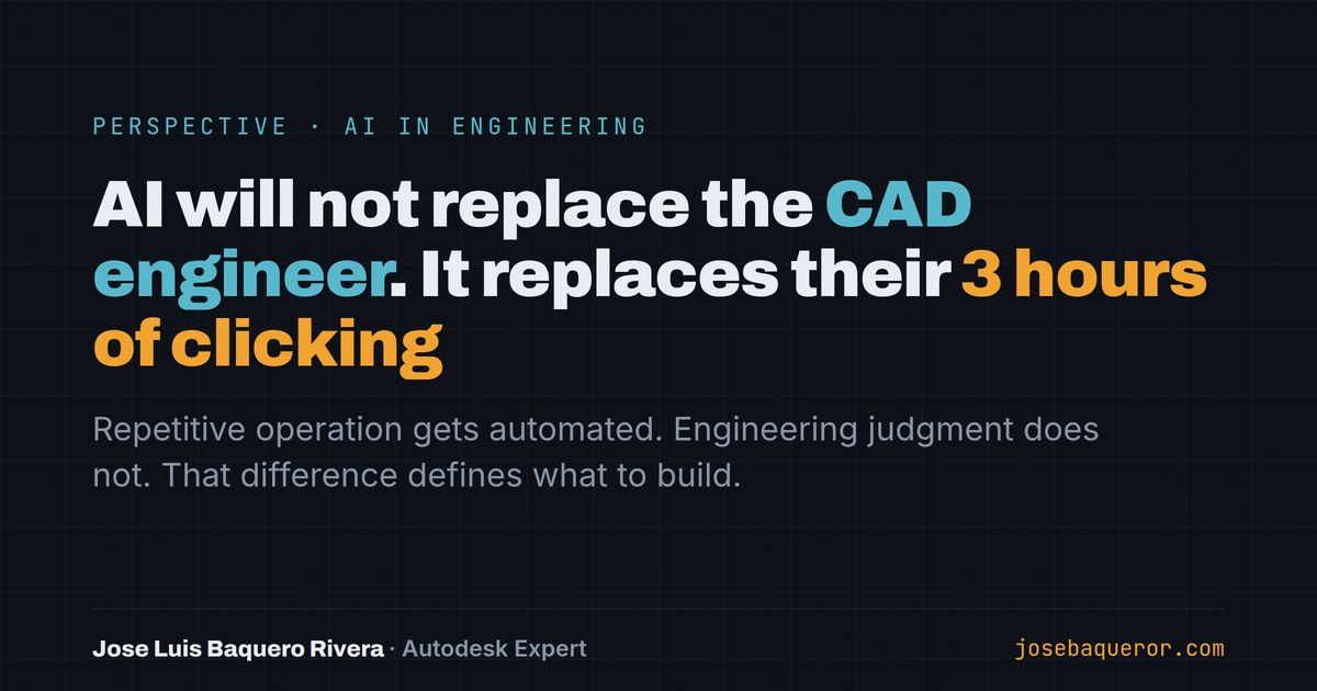 AI will not replace the CAD engineer. It will replace their 3 hours of clicking