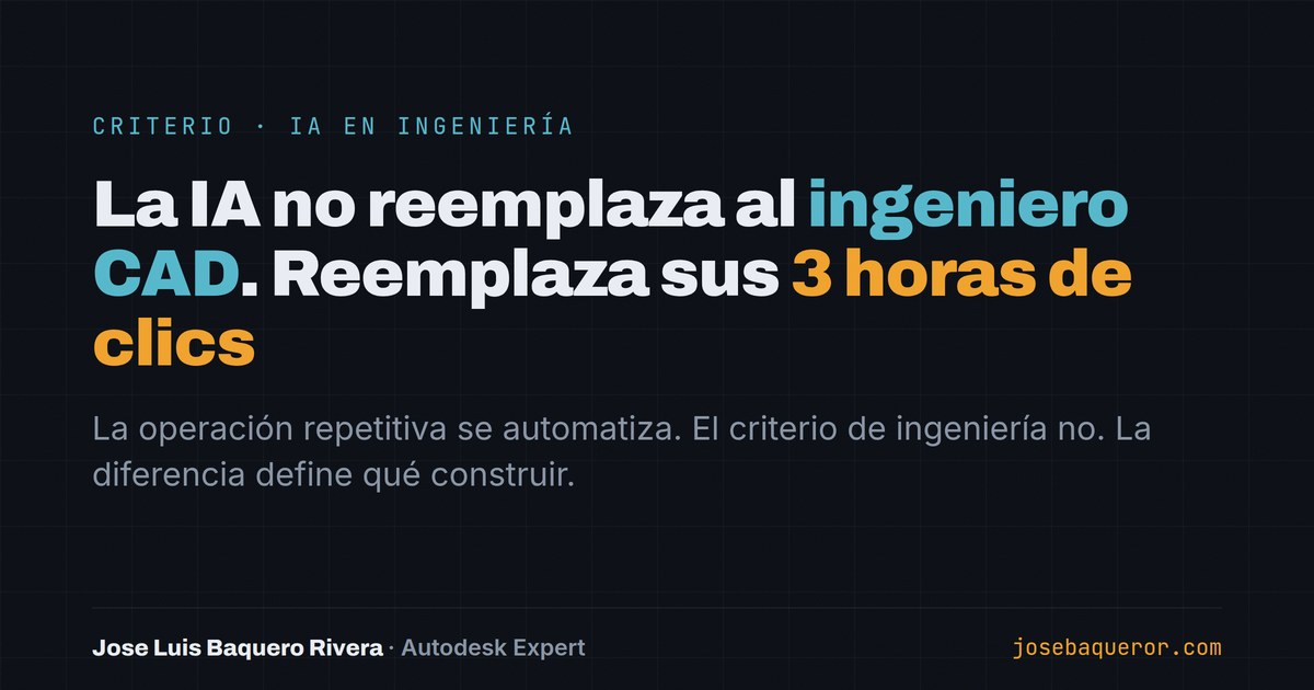 La IA no va a reemplazar al ingeniero CAD. Va a reemplazar sus 3 horas de clics